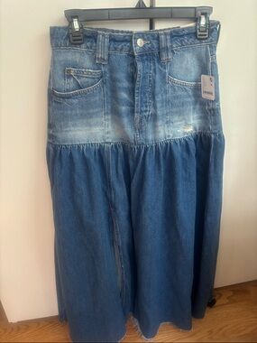 We The Free Good Company Mixed Denim Maxi Skirt